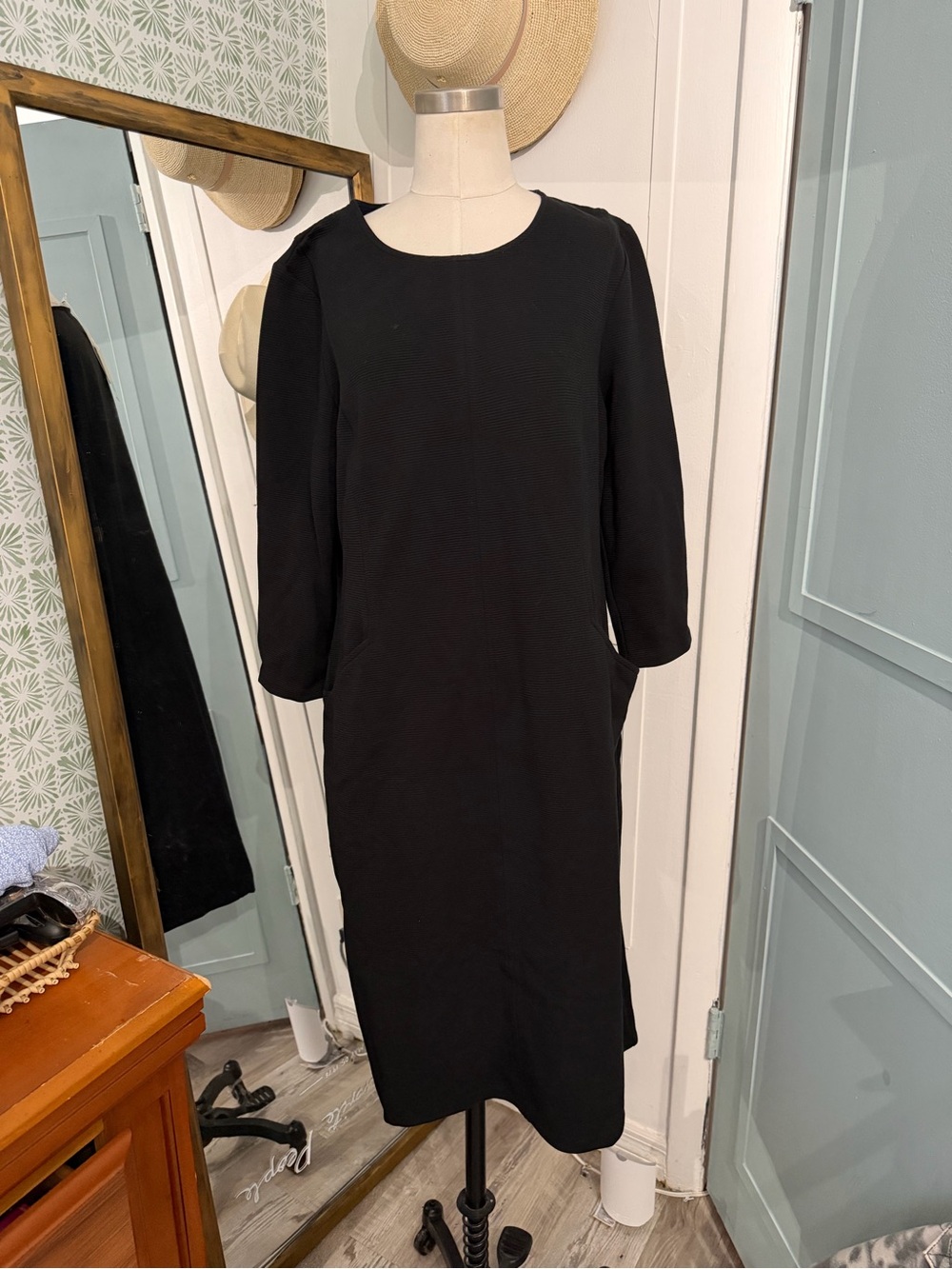 NWT Boden Ellen Ottoman Shift Dress Black Size 14 Long - Picture 5 of 10
